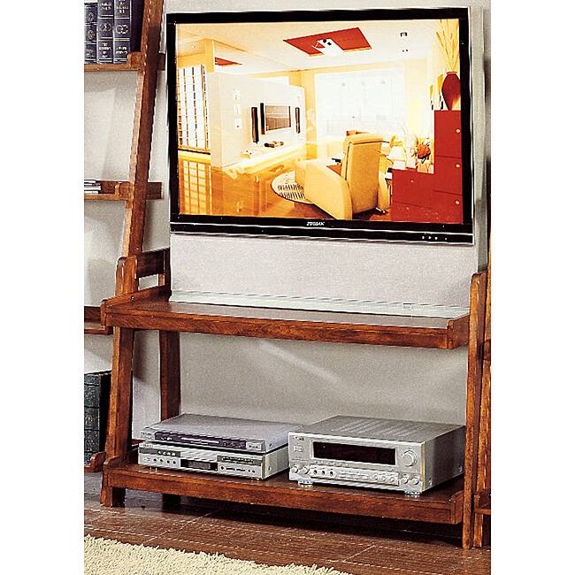 Pecan Finish 2-shelf Ladder TV Stand