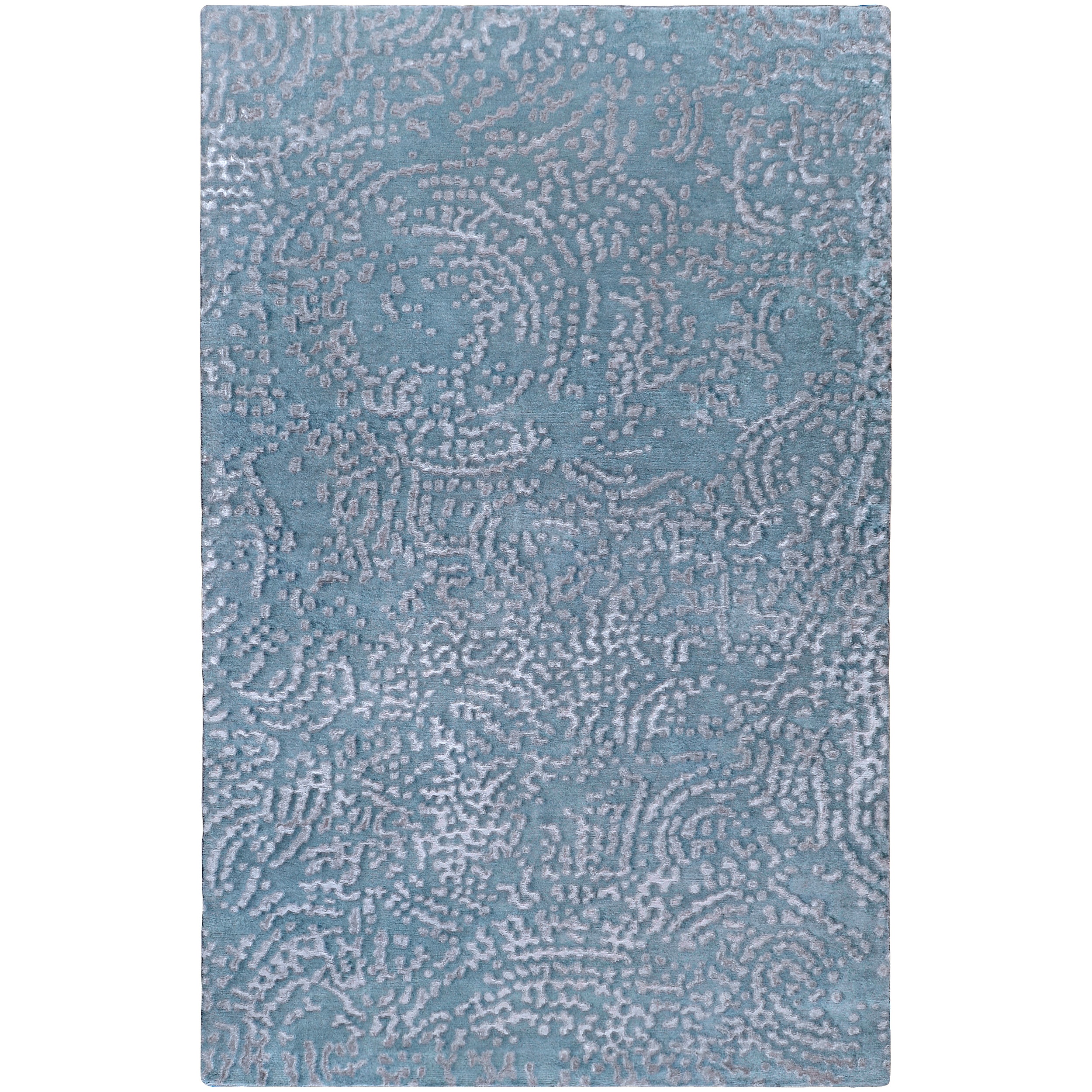 Julie Cohn Hand Knotted Pale Blue Dale Abstract Design Wool Rug (4 X 6)