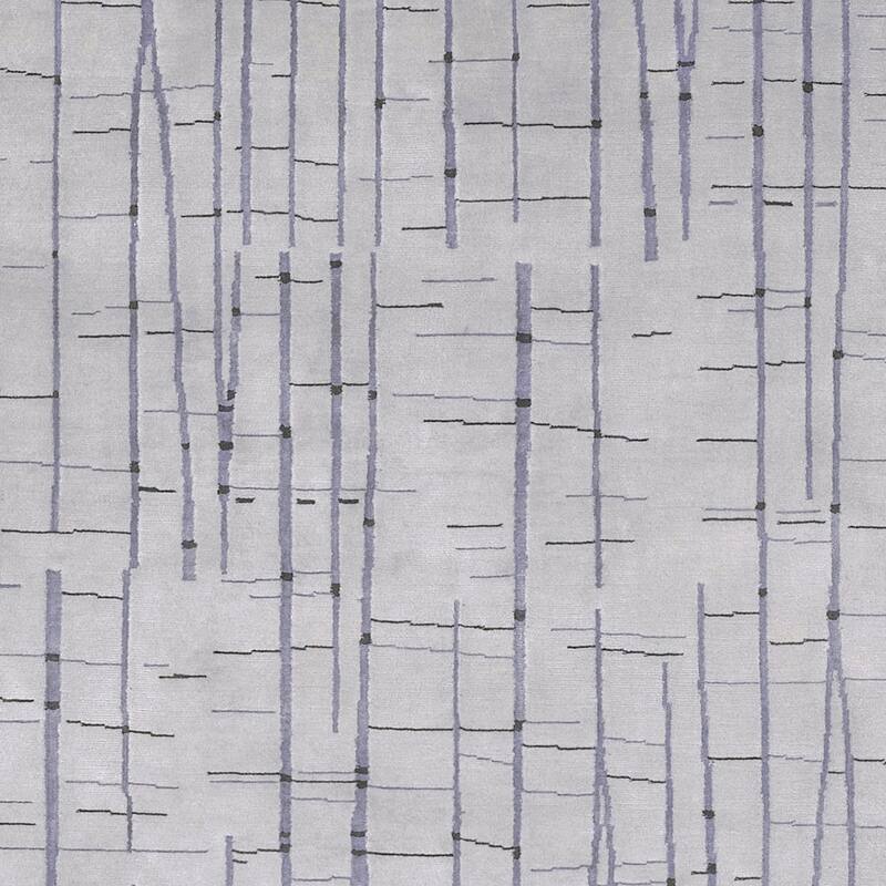 Hand Knotted Grey Baton Abstract Design Wool Area Rug - 4' x 6'