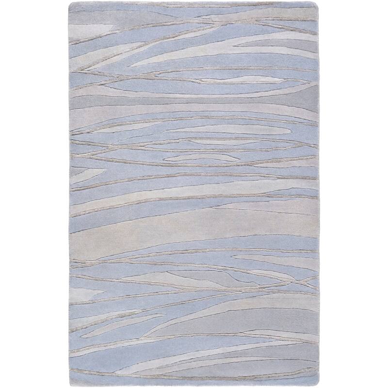Hand Knotted Blue Anchorage Abstract Design Wool Area Rug - 2' x 3'