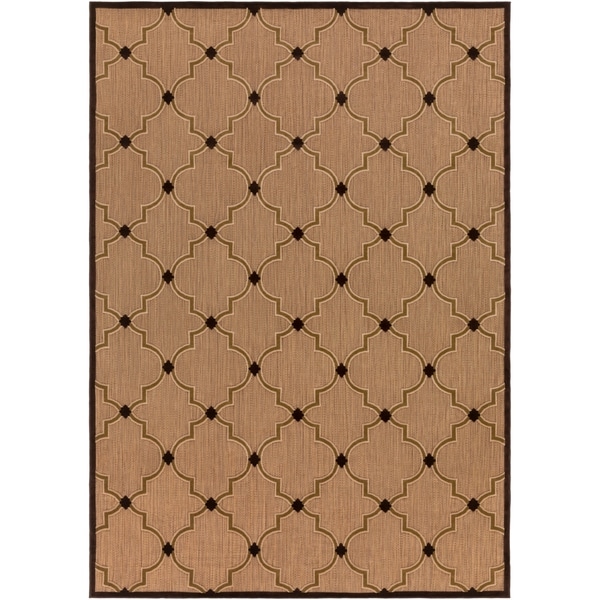 Woven Tan Bernardino Indoor/Outdoor Moroccan Lattice Area Rug - 7'10 x 10'8