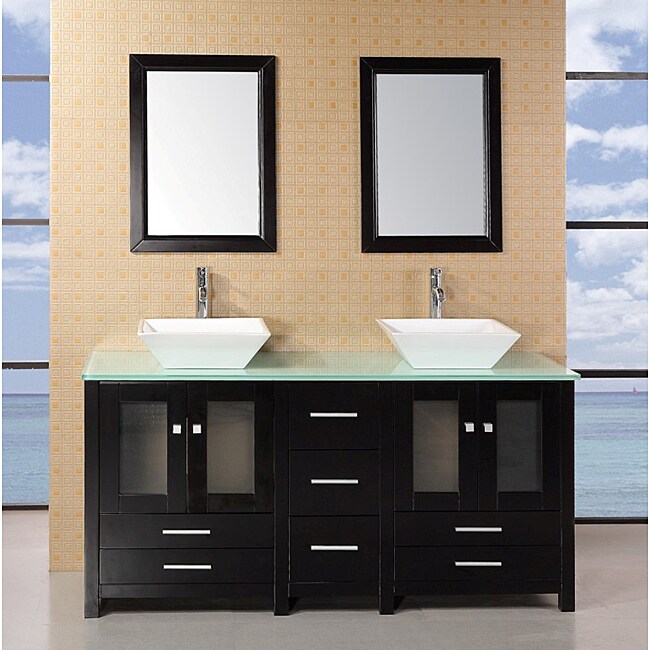 Design Element Design Element Aden 61 inch Double Sink Bathroom Vanity Set Black Size Double Vanities