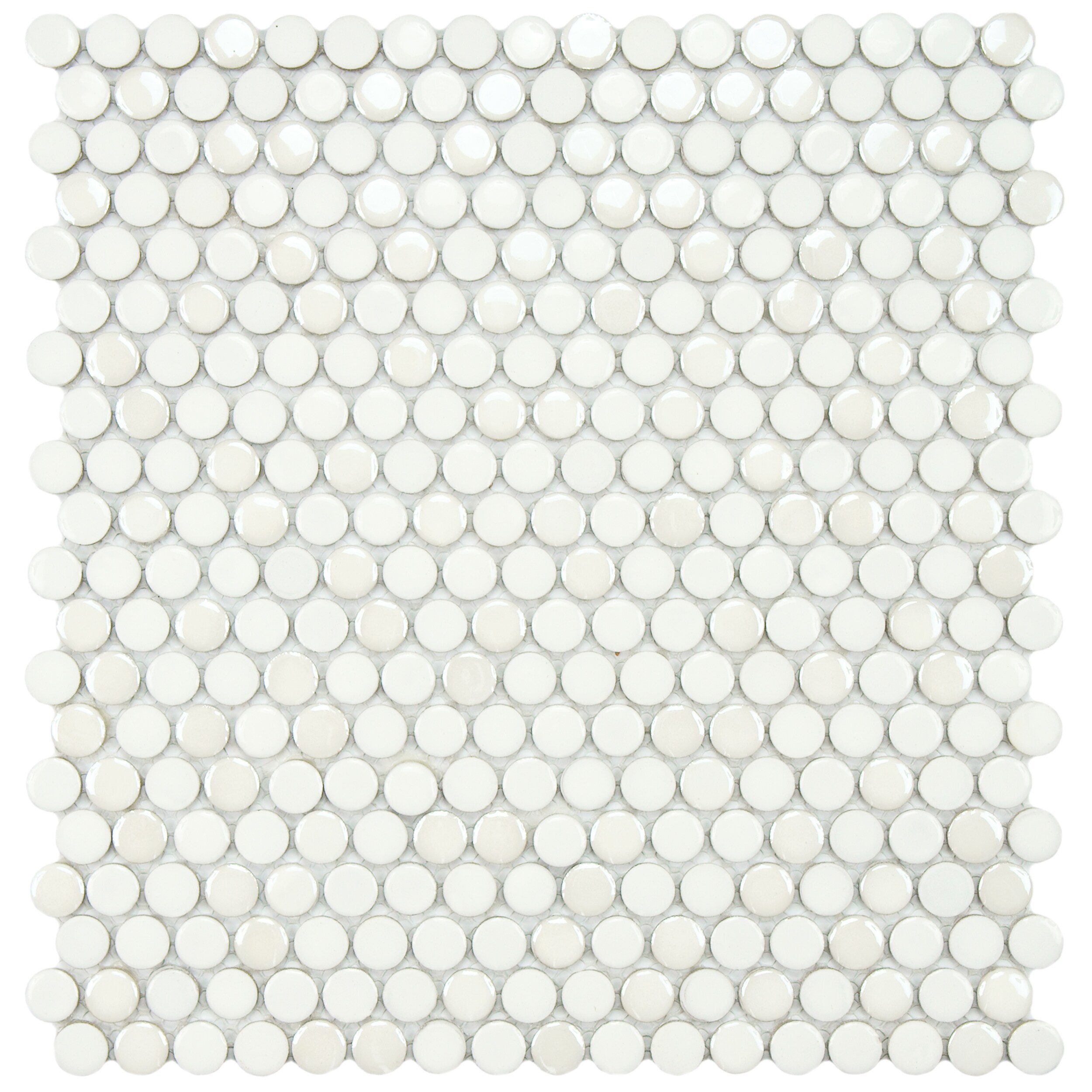 Somertile 11.25x12 inch Posh Penny Round White Porcelain Mosaic Tiles (set Of 10)