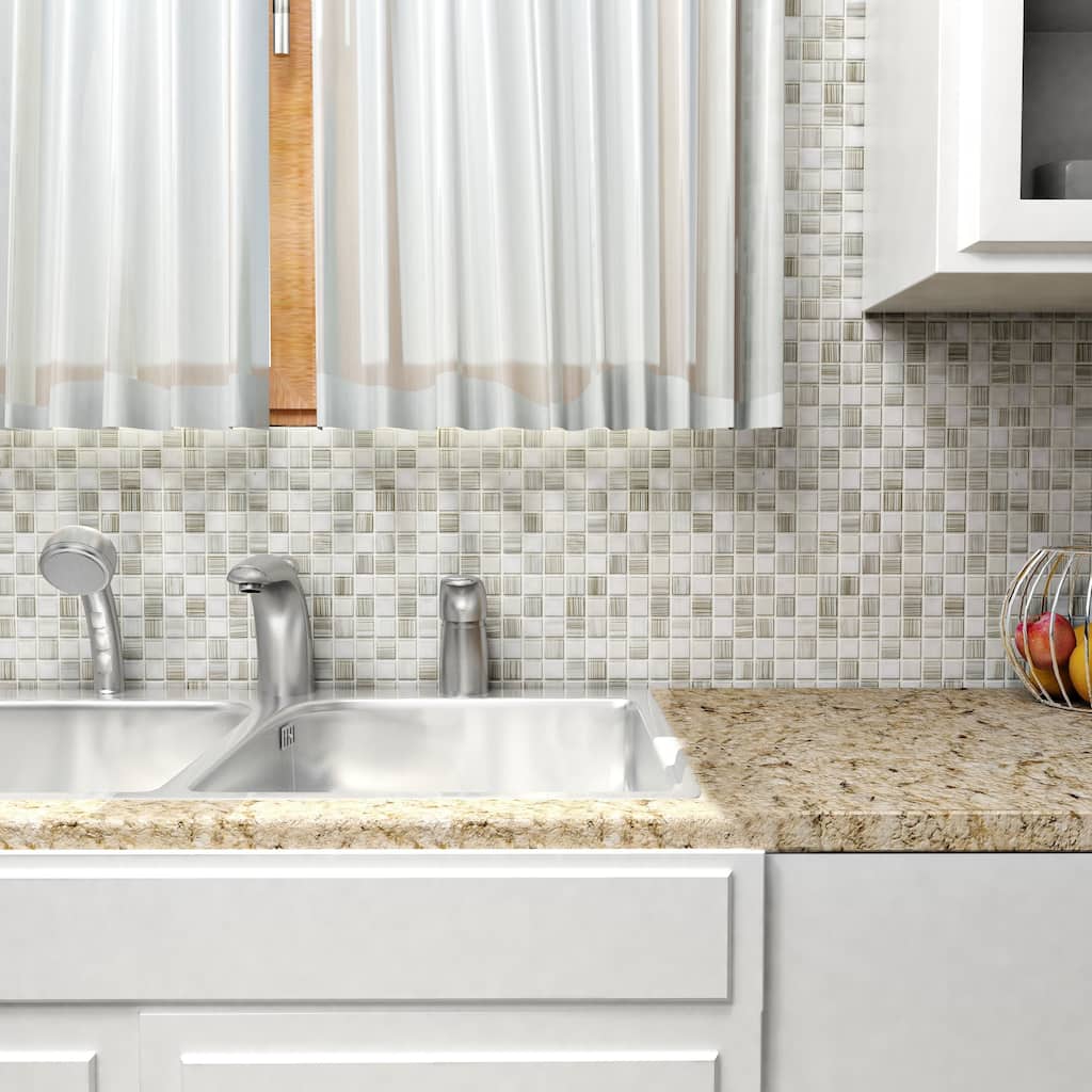 Merola Tile 11.75x11.75-inch Chroma Square Pistachio Glass and Stone Mosaic Wall Tile (10 tiles/9.79 sqft.)