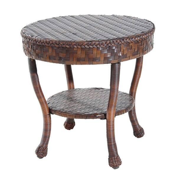 Outdoor Wicker Patio Round End Table - Free Shipping Today - Overstock