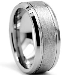 Tungsten Carbide Men's Brushed Center Ring (8 mm) - 14078784 ...
