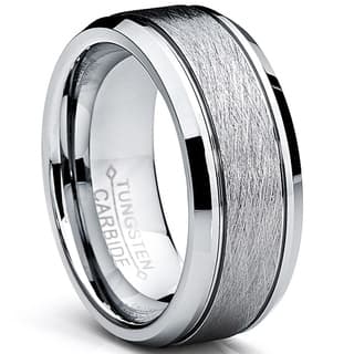 Men S Wedding Bands Groom Rings Online At Oliveti Tungsten Carbide Men S Brushed Center Ring Wedding Band