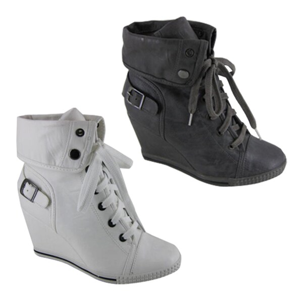 women's lace up wedge boots