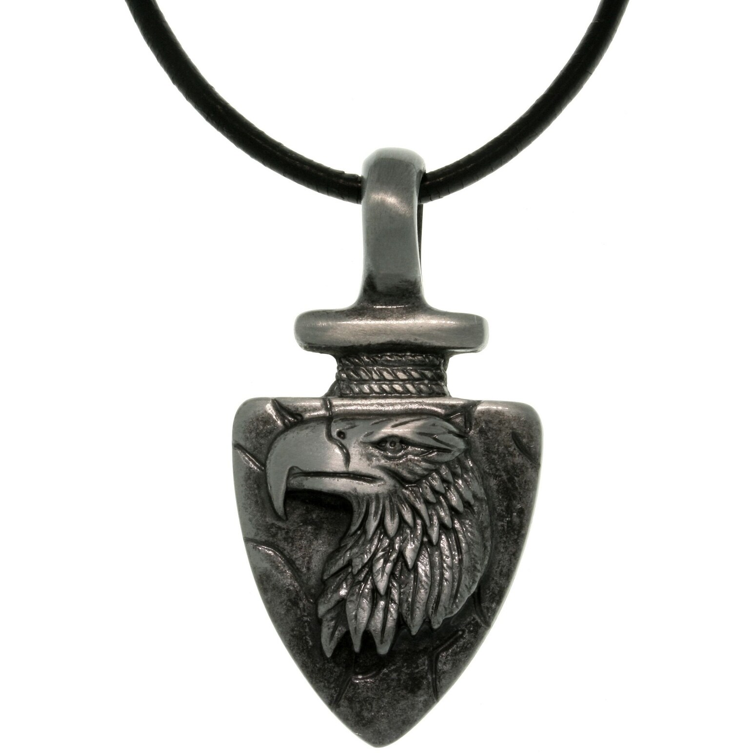 NEW AMERICAN BIRDS DESIGN FLYING EAGLE ARROWHEAD PEWTER PENDANT ADJ NECKLACE