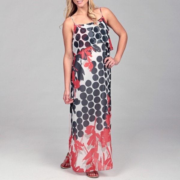 Women's Chiffon Dot Print Maxi Dress Casual Dresses
