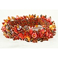 Handmade Capullo Orange/Gold/Brown Beaded Bracelet (Guatemala)