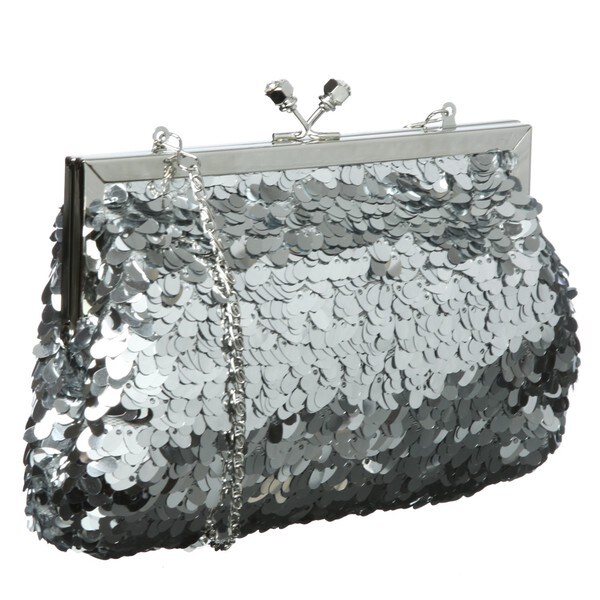silver sequin clutch