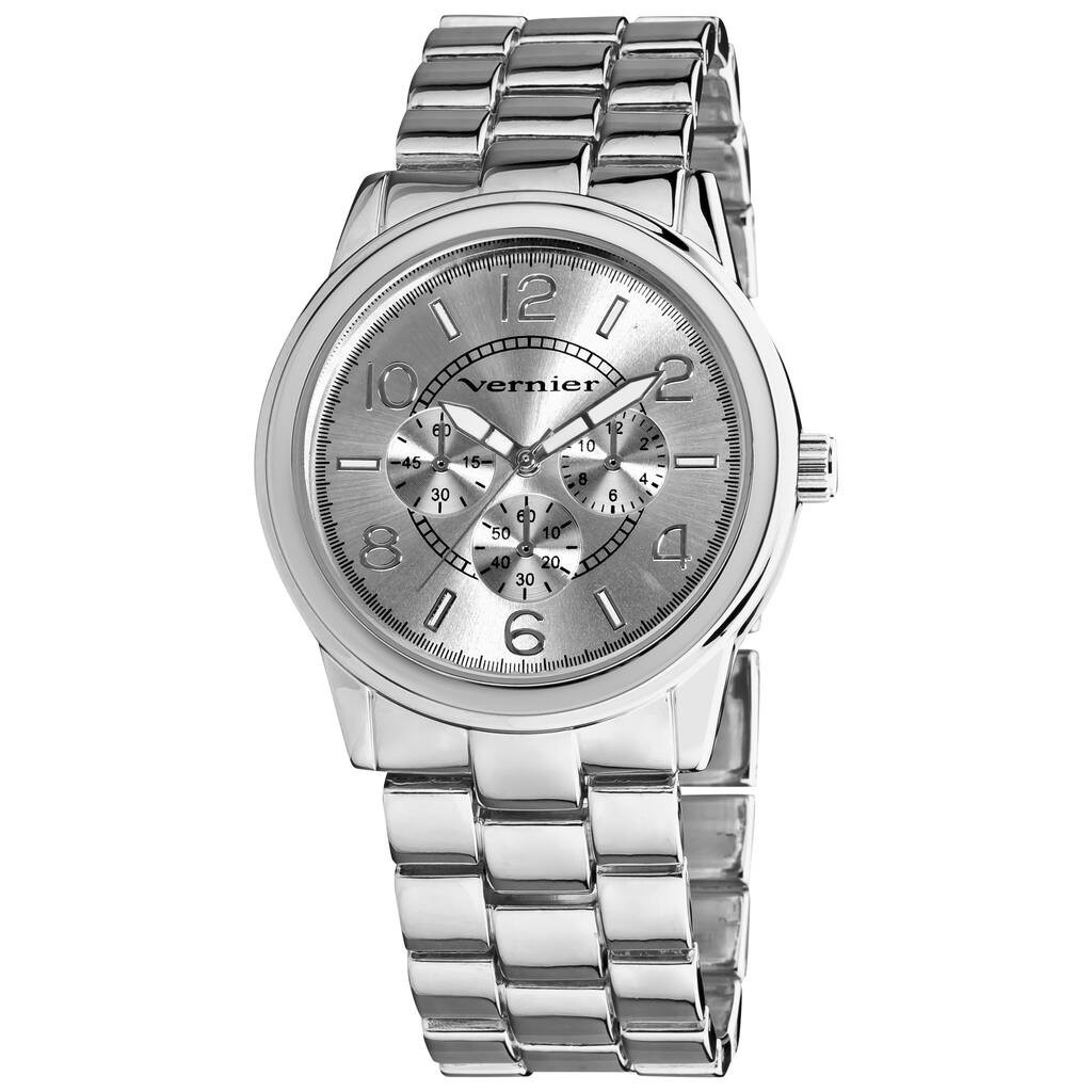 Vernier Women's V201 Round Silver Tone Crono Look Bracelet Watch