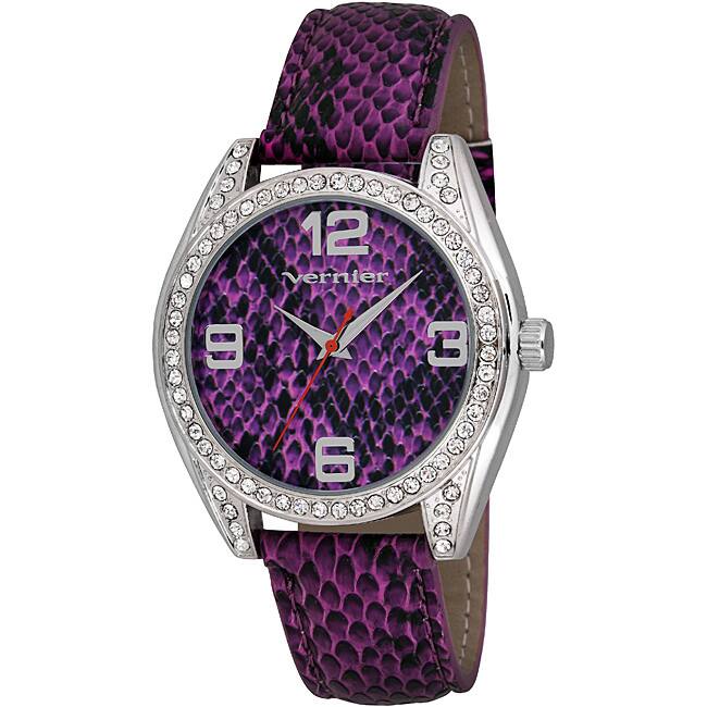 Vernier Women's V11097 Series Fashion Purple Faux Snake Watch