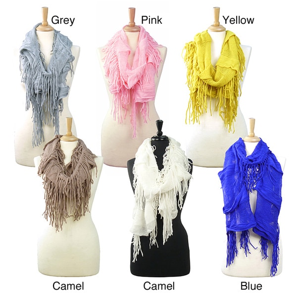 Shop LA77 Solid Knit Fringed Scarf Free Shipping On Orders Over 45