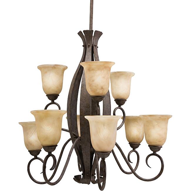 Aztec Lighting Transitional 9-light Aged Iron Chandelier