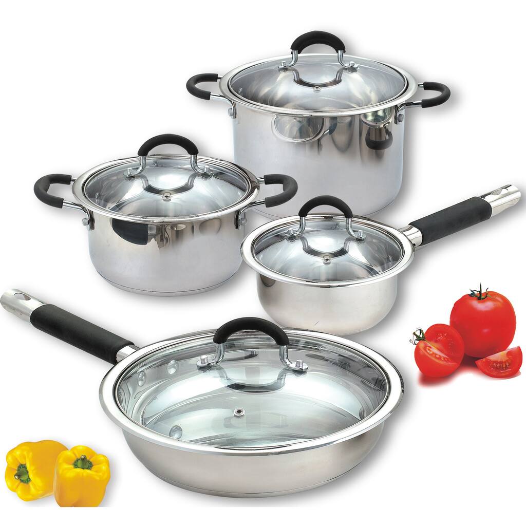 Cook N Home 8-Piece Stainless Steel Encapsulated Bottom Cookware Set