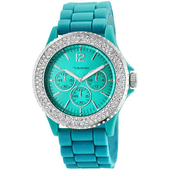 Vernier Women's 'V11044' Aqua Sparkle Chronograph Watch