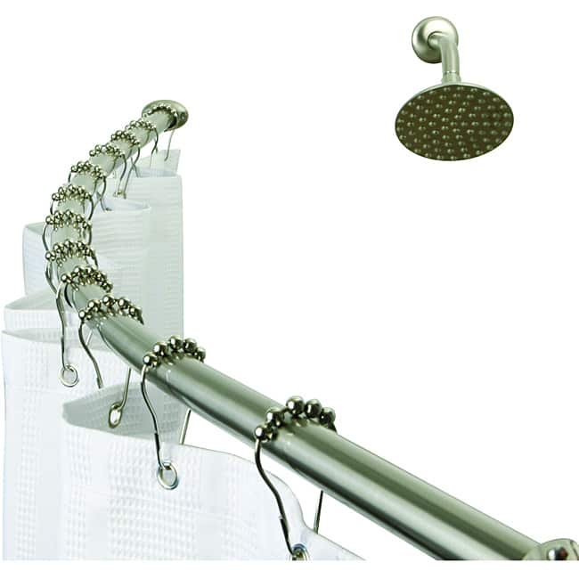 Kingston Brass Brushed Nickel Hotel Space Plus Curved Shower Rod - Grey