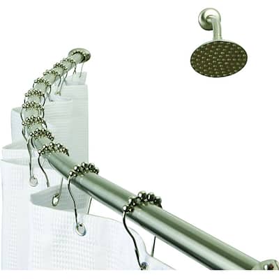 Kingston Brass Brushed Nickel Hotel Space Plus Curved Shower Rod - Grey
