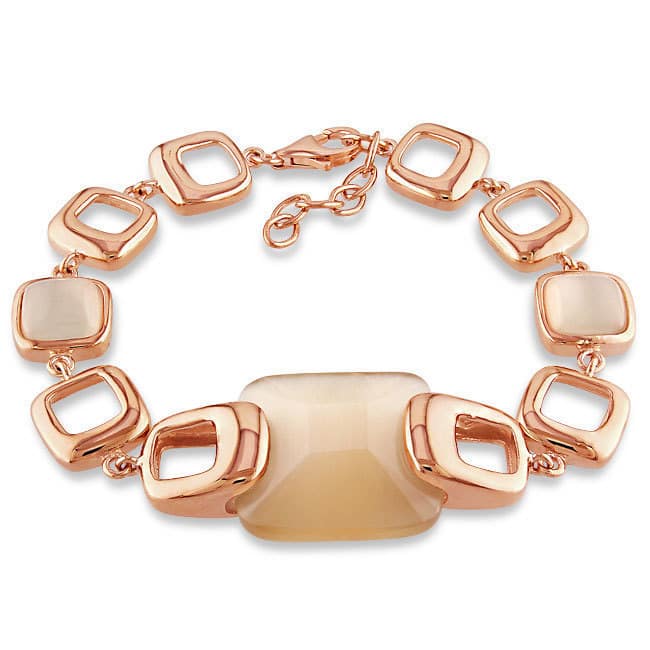 Miadora Rose-plated Silver Synthetic Cat's Eye Link Bracelet