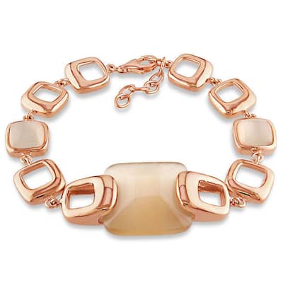 Miadora Rose-plated Silver Synthetic Cat's Eye Link Bracelet
