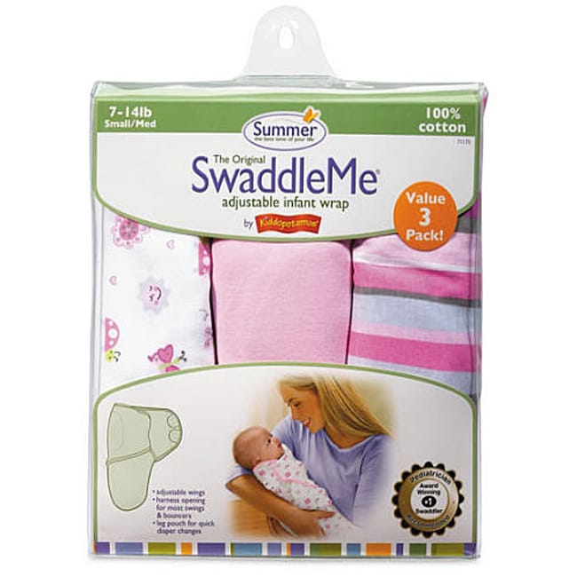 Summer Infant Girl's Girly Bug SwaddleMe Blankets (Pack of 3) Free
