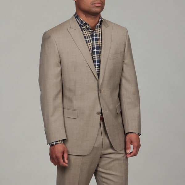 Calvin Klein Men's Tan Wool 2-button Suit - Free Shipping Today ...