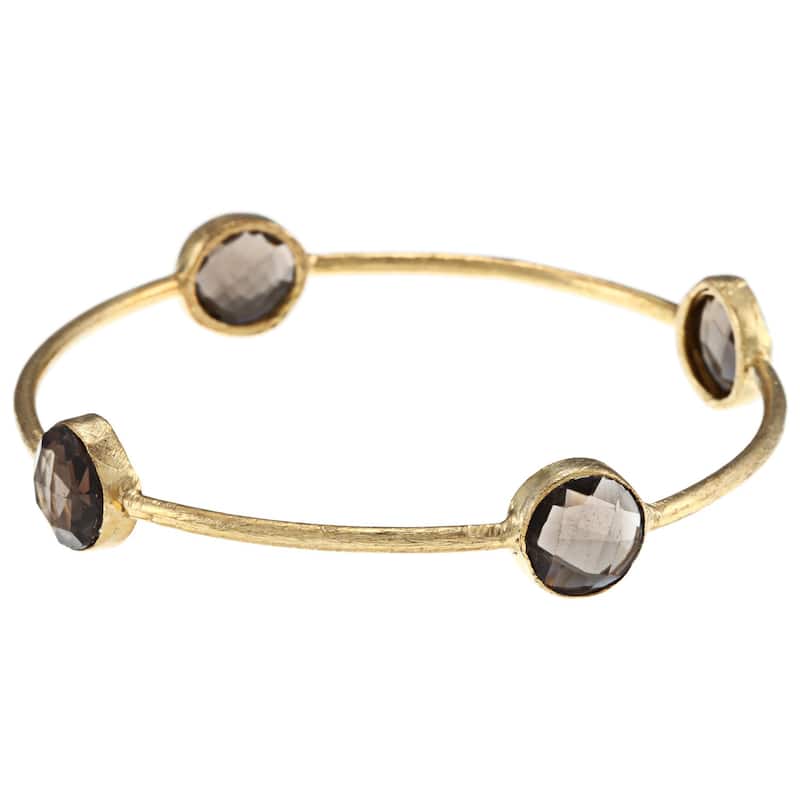 Miadora 22K Yellow Gold-Plated Brass Gemstone Bangle Bracelet