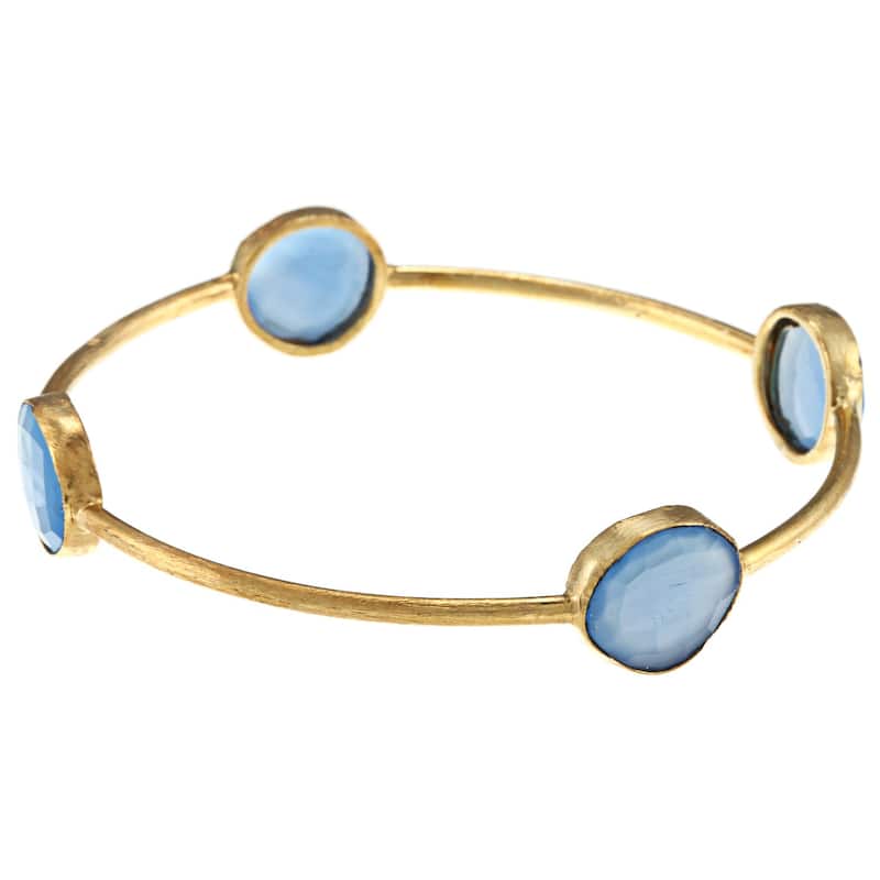 Miadora 22K Yellow Gold-Plated Brass Gemstone Bangle Bracelet - Black - Onyx