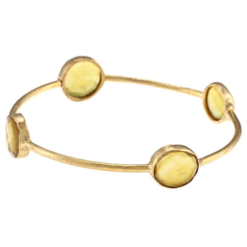 Miadora 22K Yellow Gold-Plated Brass Gemstone Bangle Bracelet