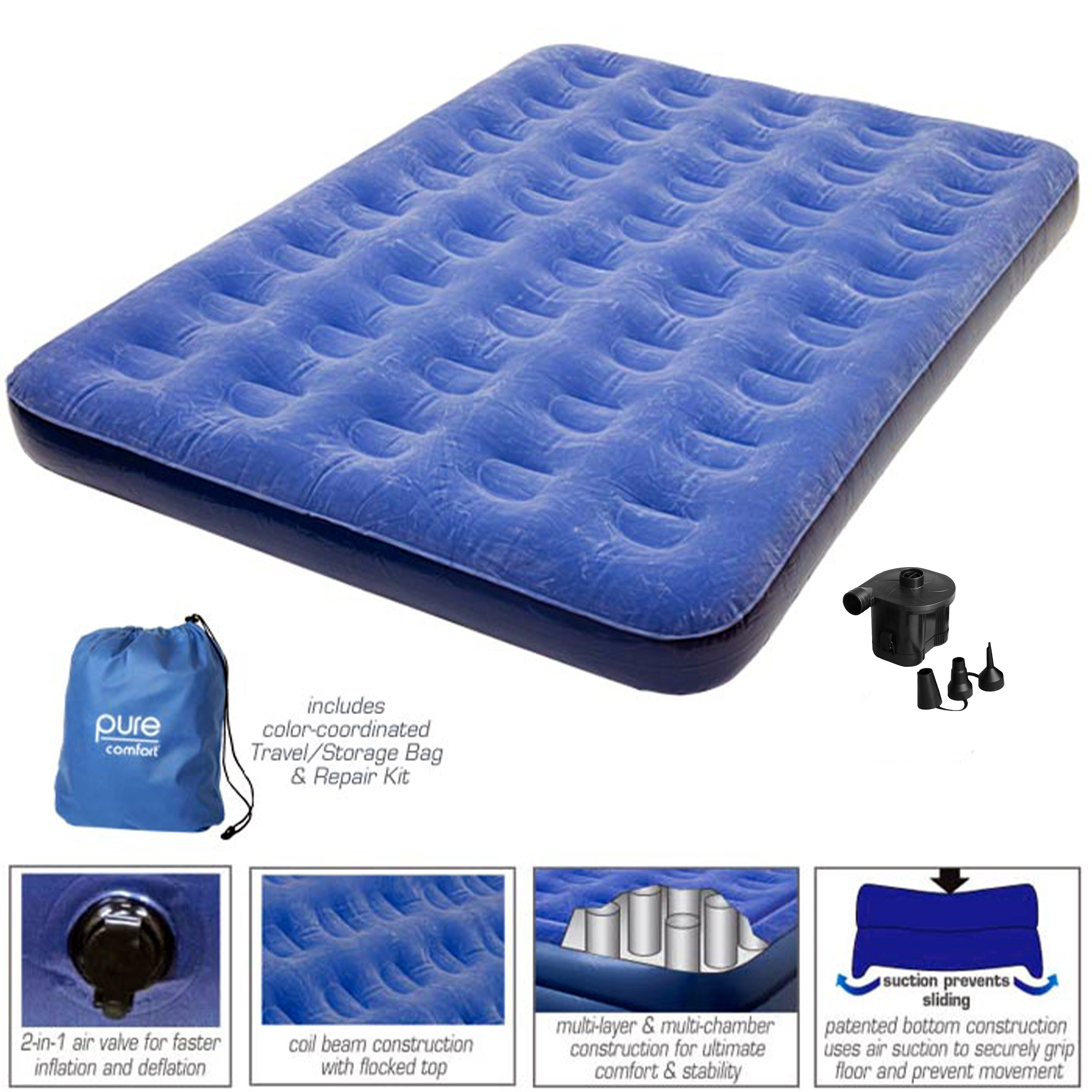 Shop Pure Comfort Full Size Flock Top Air Mattress With Battery