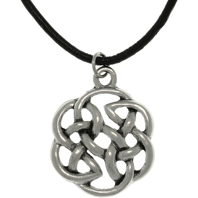 Carolina Glamour Collection Pewter Unisex Celtic Shield of Destiny Black Cord Necklace