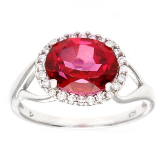 D'sire Sterling Silver Oval Peony Topaz and Cubic Zirconia Ring ...