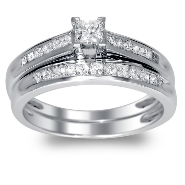 Montebello 14k Gold 1/2ct TDW Princess-cut Diamond Bridal Ring Set