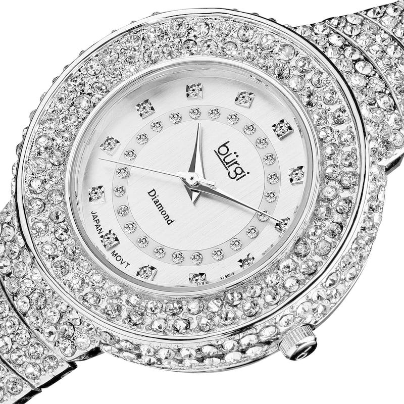 Burgi Women's Diamond and Crystal-Accented Bracelet Watch