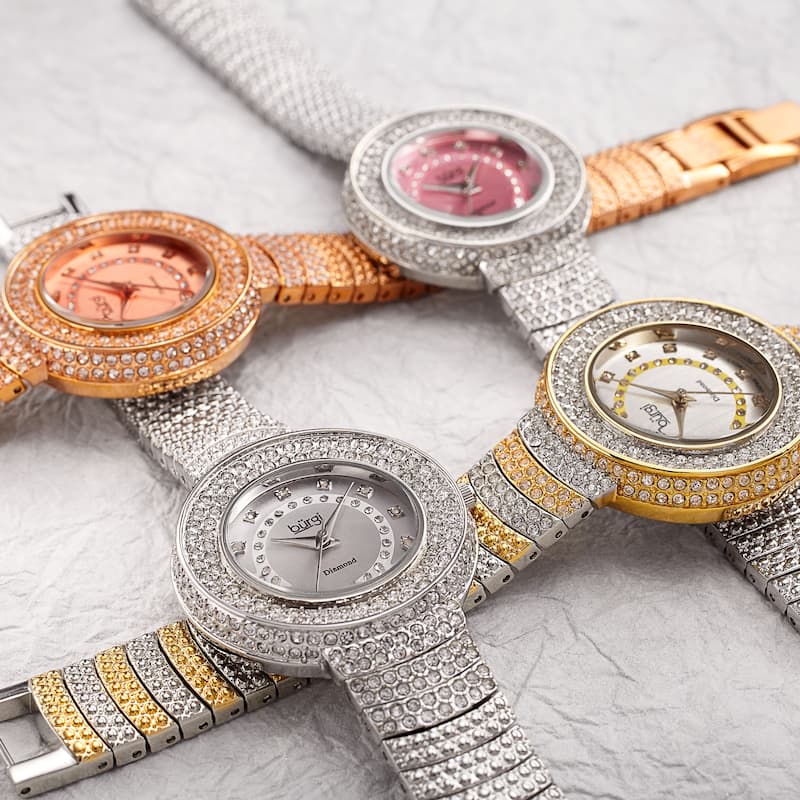 Burgi Women's Diamond and Crystal-Accented Bracelet Watch