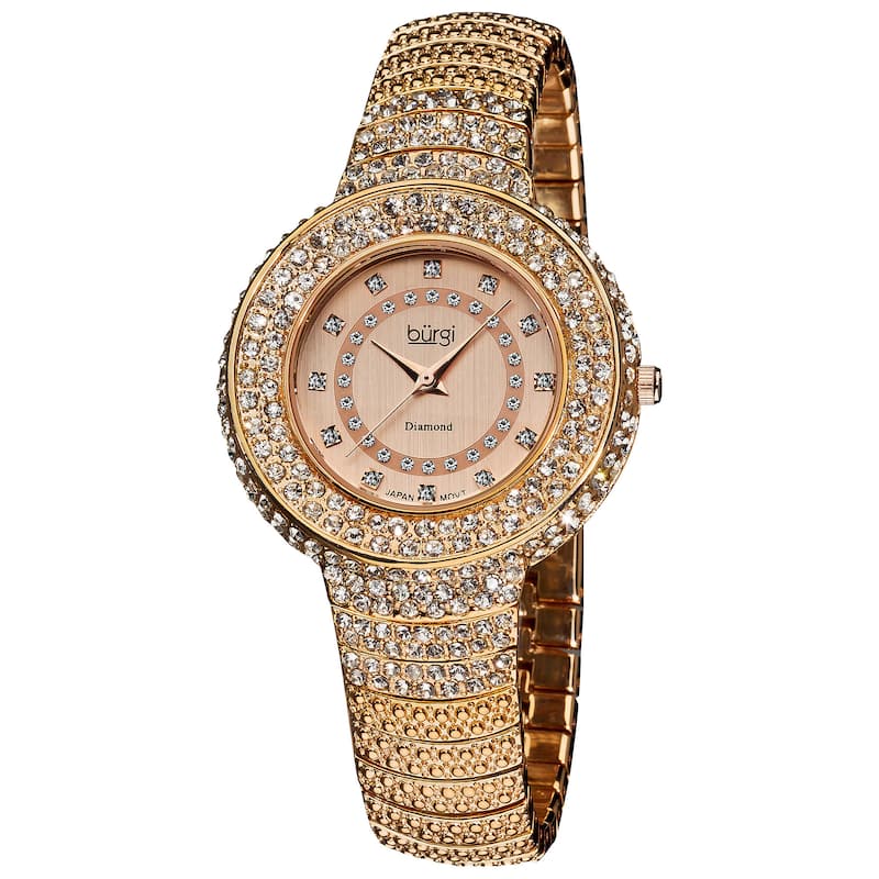 Burgi Women's Diamond and Crystal-Accented Bracelet Watch
