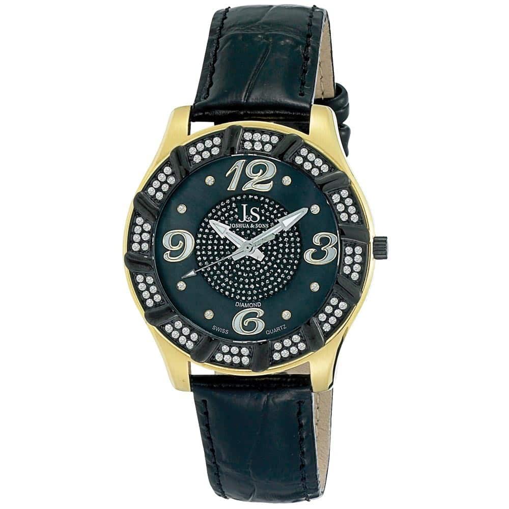 Joshua & Sons Men's Swiss Quartz Diamond Swirl Gold-Tone Watch