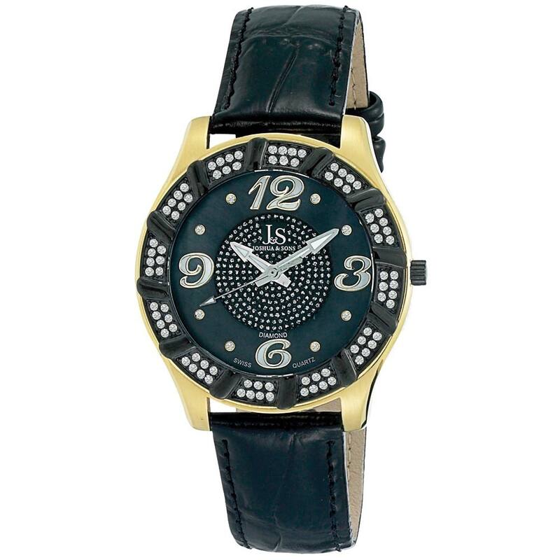 Joshua & Sons Men's Swiss Quartz Diamond Swirl Gold-Tone Watch