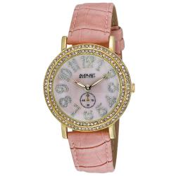 August Steiner Women's MOP Crystal Quartz Strap Watch August Steiner Women's August Steiner Watches