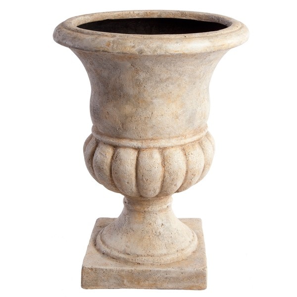 SomerTile Mediterranean Stoneware Pozallo Antique White 17 inch Planter Somertile Planters, Hangers & Stands