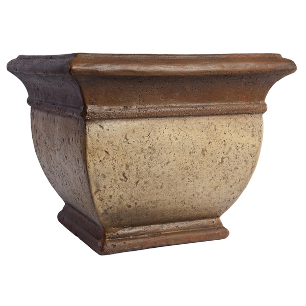 SomerTile Mediterranean Stoneware Palermo Cream/Bronze 13 inch Planter Somertile Planters, Hangers & Stands