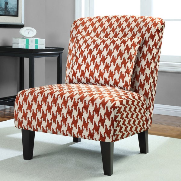 Anna Houndstooth Rust Accent Chair - Free Shipping Today - Overstock