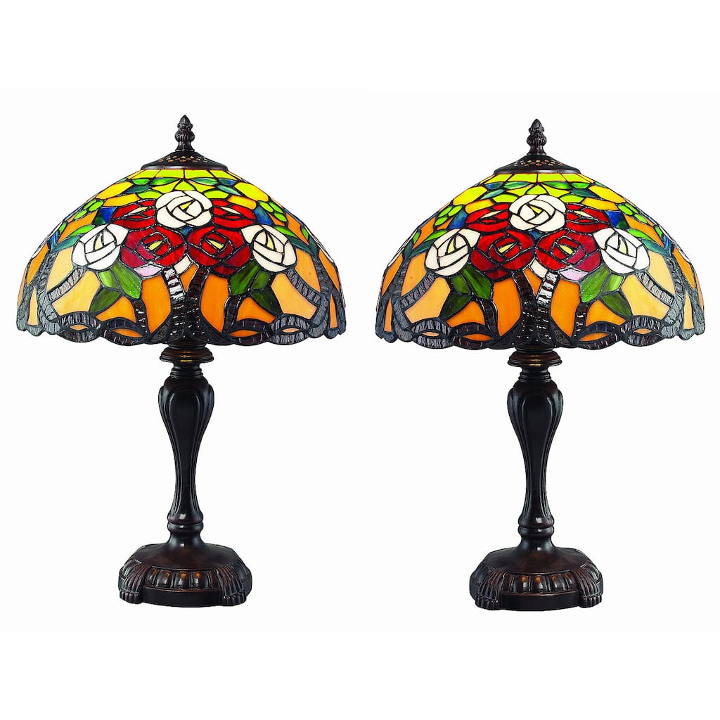 Tiffany-style Rose Tree Lamps (Set of 2)