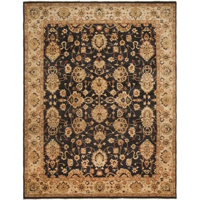 Pakistani Hand knotted Peshawar Black/ Beige Wool Rug (8 x 10