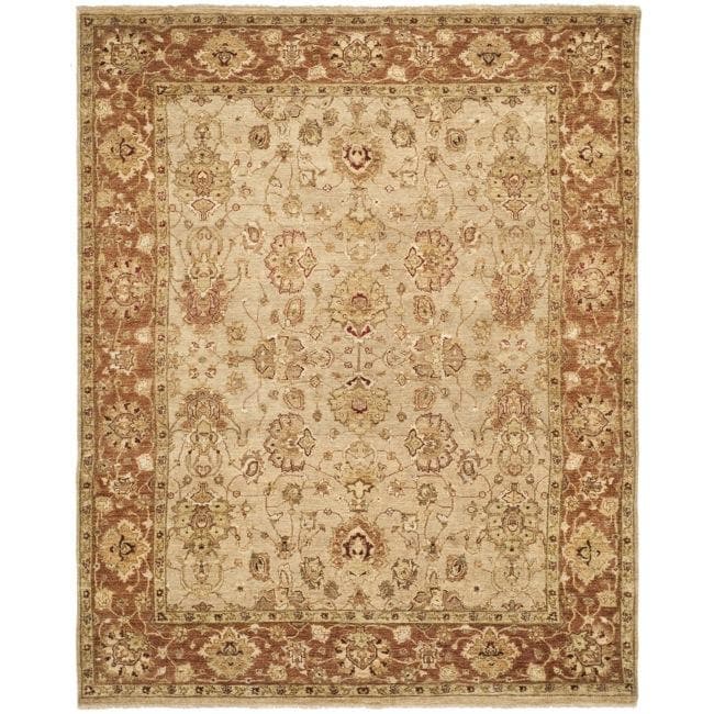 Pakistani Hand knotted Peshawar Beige/ Rust Wool Rug (8 x 10