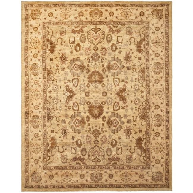 Pakistani Hand knotted Peshawar Beige Wool Rug (8 x 10)