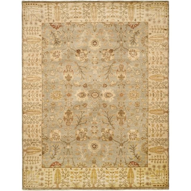 Pakistani Hand knotted Peshawar Grey/ Beige Wool Rug (9 x 12