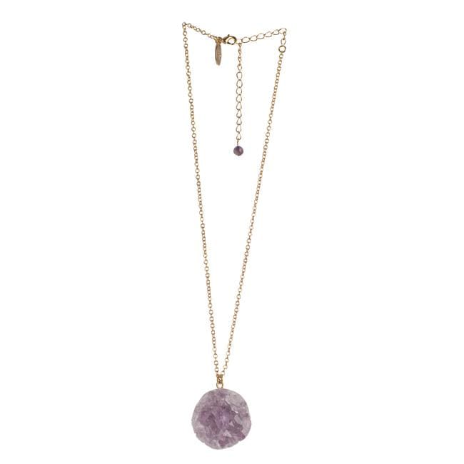 Goldtone Genuine Drusy Amethyst Necklace